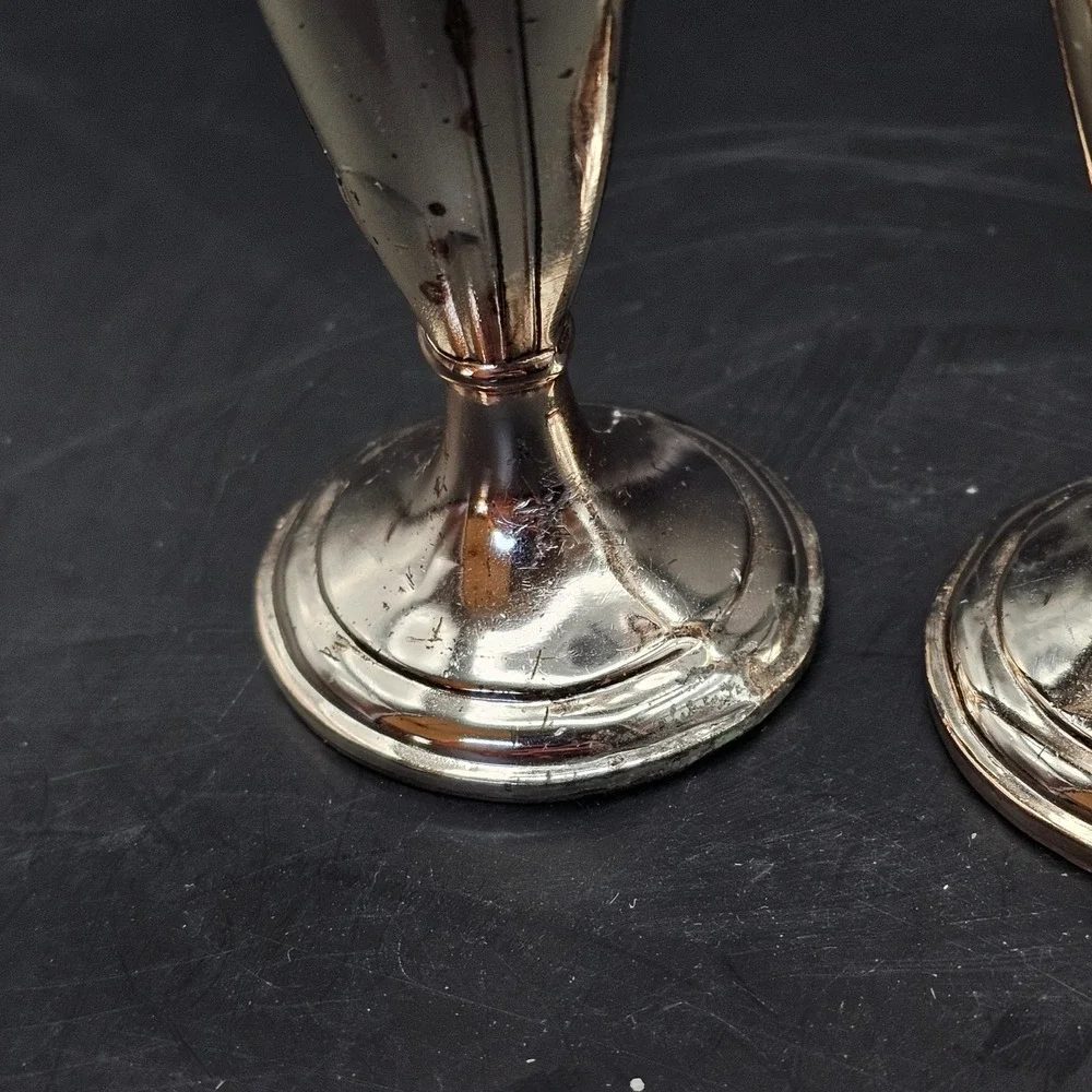 Oneida Salt Pepper Shakers Stamped Weighted 5.5in